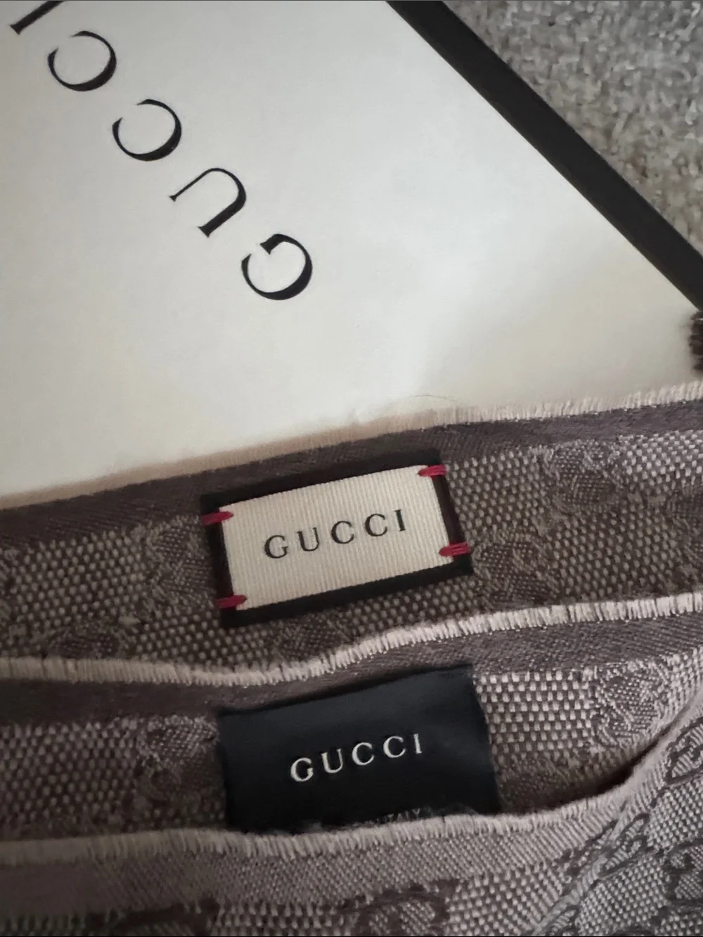 Gucci Taupe and Dark Brown GG Wool-Blend Scarf